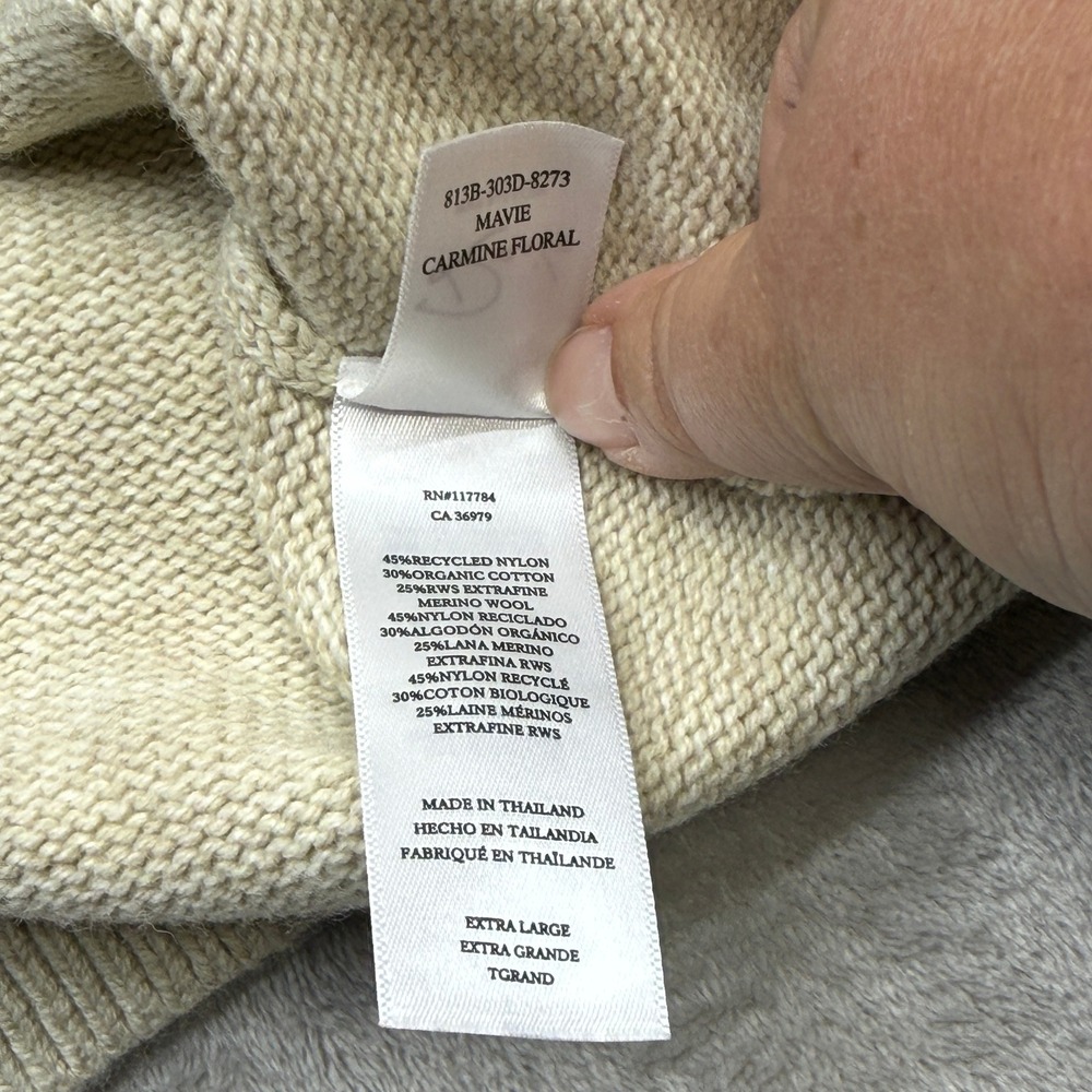 Anthropologie Rails Mavie Carmine Cardigan Womens XL Oatmeal Whipstitch Sweater - Picture 6 of 11